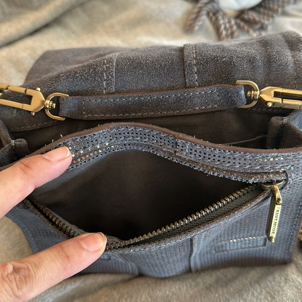 Ramy Brook New York soft metallic suede crossbody bag clutch - Picture 9 of 12